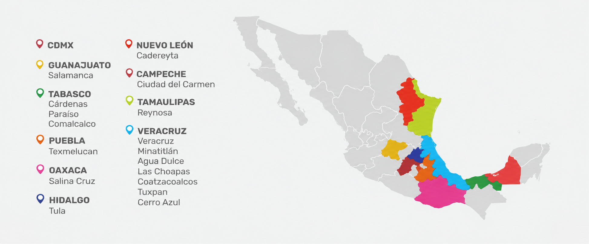 Mapa de presencia de ADPA en México